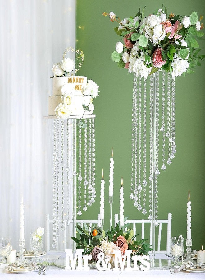 Lovecat Wedding Centerpieces Decoration Flower Vase, Elegant Acrylic Crystal Stand -2 Pcs 23.6inch High Party Tables Decorations, Dining Table Chandelier Centerpiece Stands - Image 2