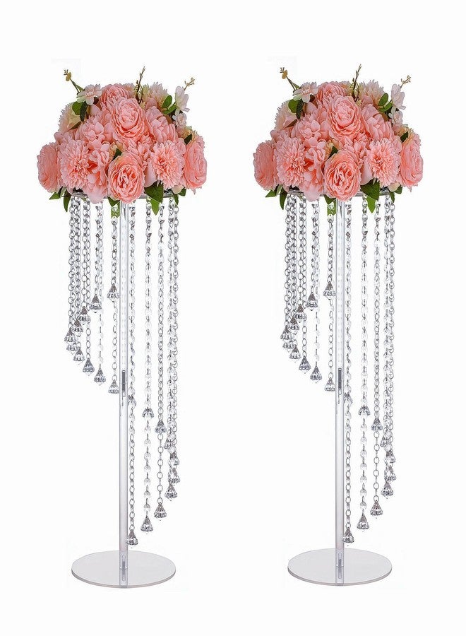 Lovecat Wedding Centerpieces Decoration Flower Vase, Elegant Acrylic Crystal Stand -2 Pcs 23.6inch High Party Tables Decorations, Dining Table Chandelier Centerpiece Stands - Image 1