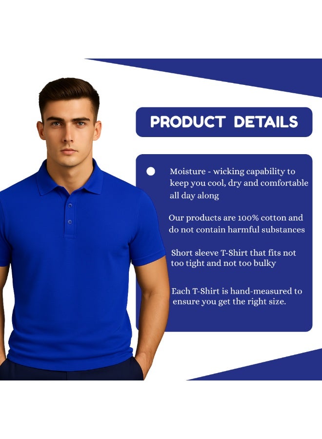 PRINTSHOP4ME Men's Polo T-Shirt | 240 GSM Honeycomb Fabric | Pure Cotton Regular-Fit Tee In Basic Colors | Comfortable And Stylish Everyday Wear - Image 3