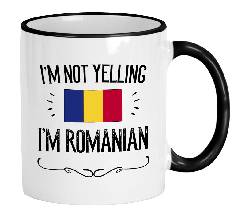 Casitika Romania Gifts Im Not Yelling Im Romanian Ceramic 11 Oz Coffee Mug Present Idea For Proud MenWomen With The Country Flag