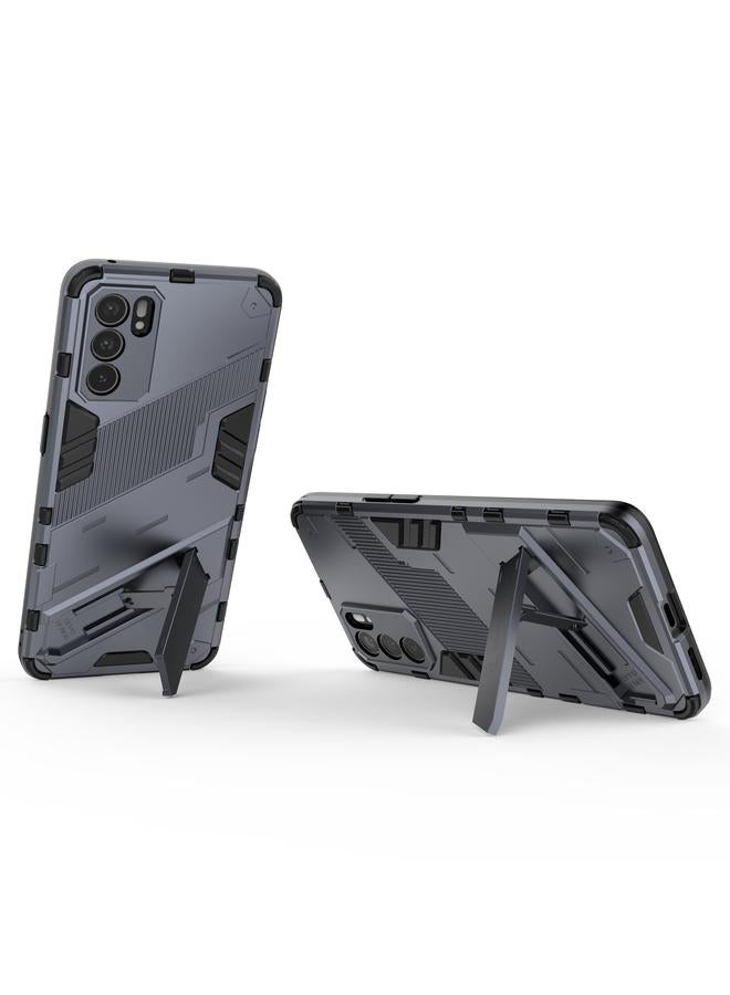 اس-توب جراب لهاتف OPPO Reno6 5G Punk Armor 2 في 1 PC + جراب TPU مقاوم للصدمات مع حامل غير مرئي - Image 4