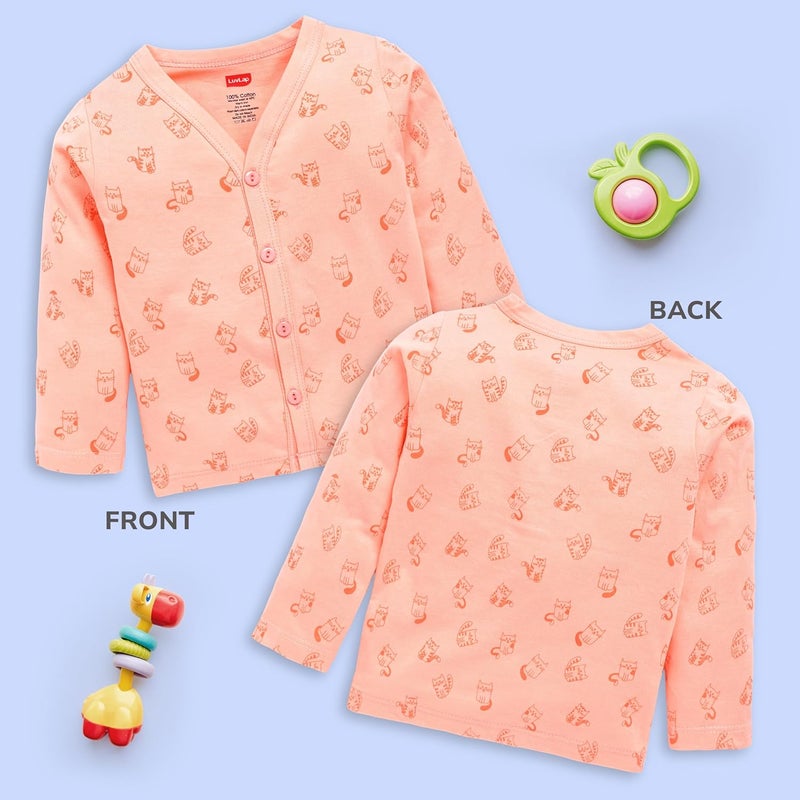LuvLap Unisex Full Sleeve Jhabla Set - 4 Pack, 0-3 Months, Multicolour - Image 3