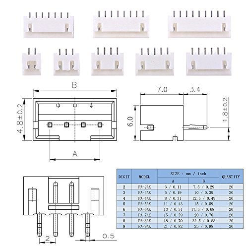 Glarks 1180 Pieces 254mm 23456789 Pin Housing Adapter Cable Connector Socket Male and Female with 254mm Female Pin Header Connector Perfectly Compatible with JSTXHP Connector Kit - Image 3