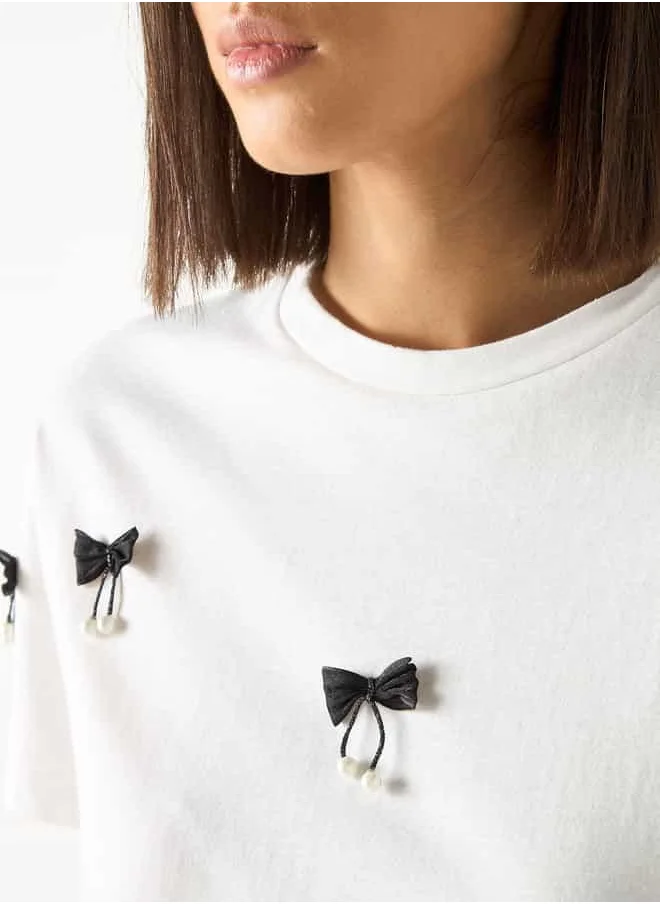 2Xtremz 2Xtremz Bow Accent T-shirt with Short Sleeves