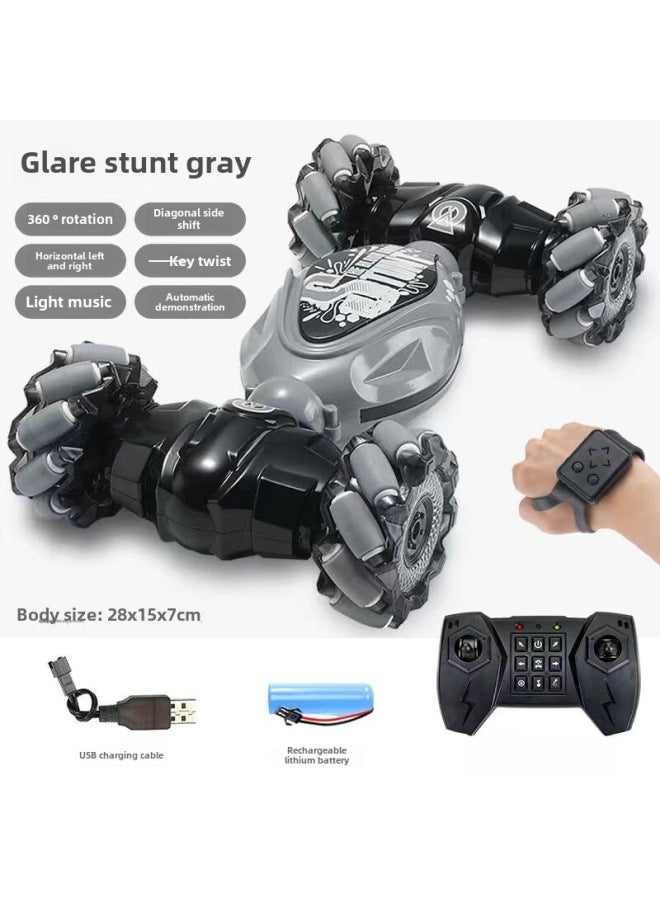 Charging Gesture Sensing Twist Car Children's Drift Stunt Off-road Vehicle Intelligent Remote Control Transformation Car-Color:Double Remote Control (handle Remote Control + Watch Remote Control) Side Wheel-Gray-Proportion:Single Power (battery Life 25-30 Minutes) - Image 1