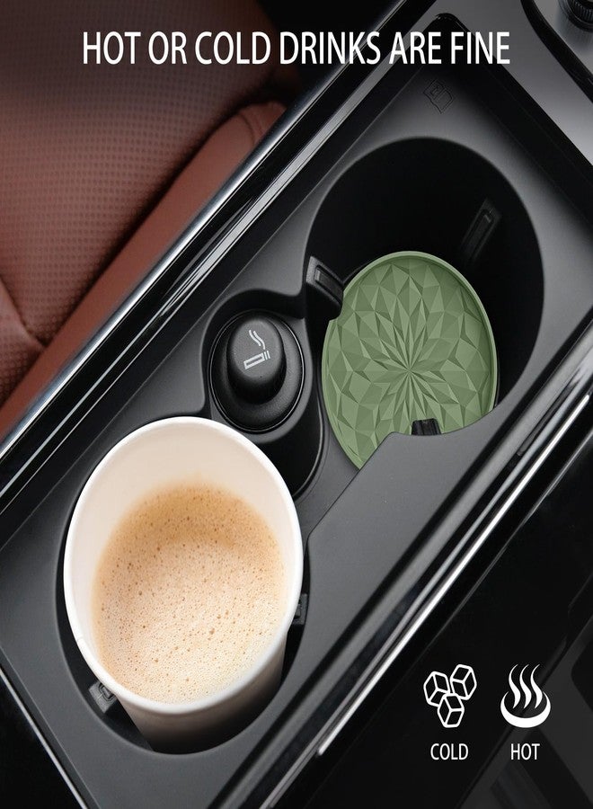 ME.FAN Car Coasters for Cup Holders [4 Pack] - 2.75In Silicone Auto Mug Mats - Universal Non-Slip Recessed Car Interior AccessoriesOlive Green - Image 5