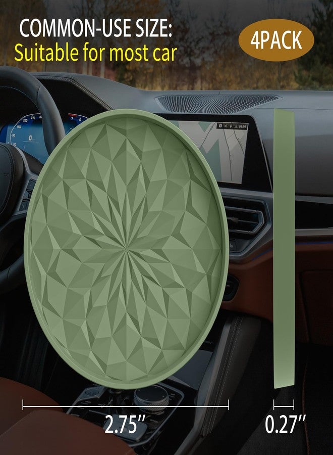 ME.FAN Car Coasters for Cup Holders [4 Pack] - 2.75In Silicone Auto Mug Mats - Universal Non-Slip Recessed Car Interior AccessoriesOlive Green - Image 2