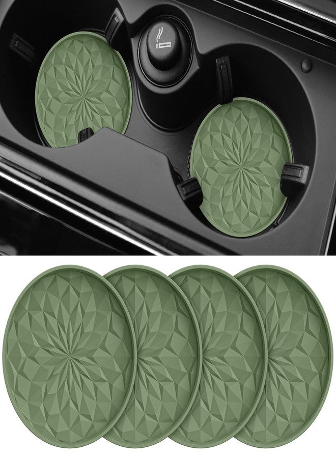 ME.FAN Car Coasters for Cup Holders [4 Pack] - 2.75In Silicone Auto Mug Mats - Universal Non-Slip Recessed Car Interior AccessoriesOlive Green - Image 1