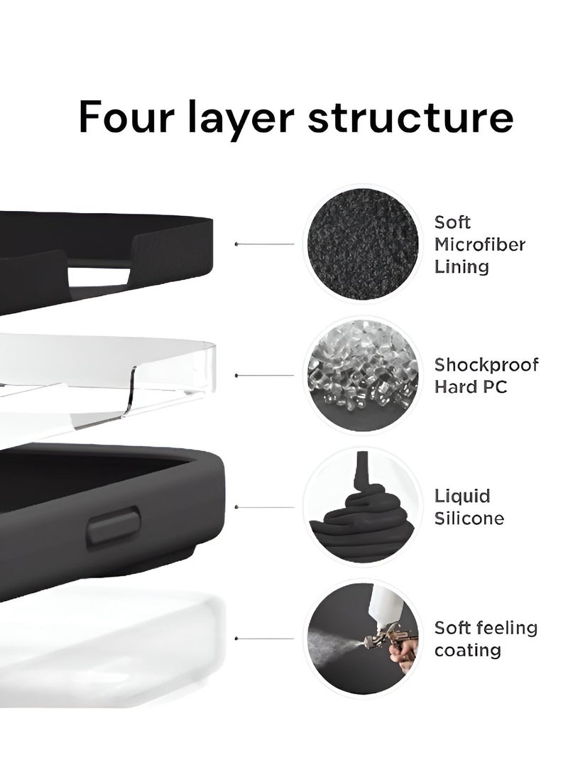 ميدا غطاء سيليكون لجهاز ايفون 16 برو، جراب حماية لكامل الجسم بملمس حريري ناعم، غطاء مضاد للصدمات مع بطانة من المايكروفايبر - Image 2