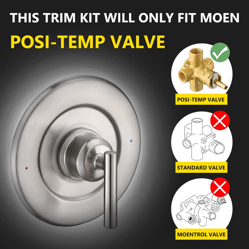 Tearel Replacement For Moen T2901Bn Gibson Posi-Temp Valve Trim Kit Brushed Nickel - Image 2