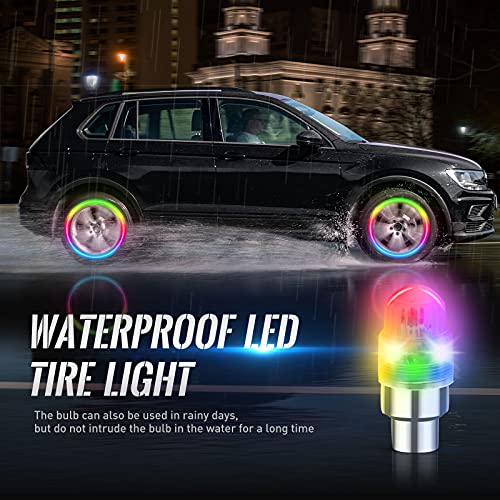 JUPIZEUS LED Flash Tire Lights,IC Light Sensitive,2 Lamp Beads More Flash, Colorful Wheel Lights,for Car Motorcycle Cart Truck,Waterproof,Motion Activated,fit in Woods/Schrader valve (8 PCS) - Image 2