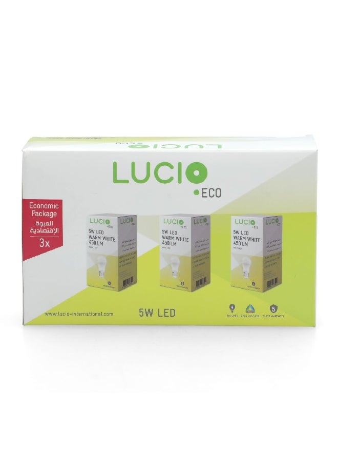 Lucio 3-Piece 5W 3000K LED Bulb Warm White  10.6 x 6 x 17 cm L-ST-0100-5W-3000K-P3  - Image 5