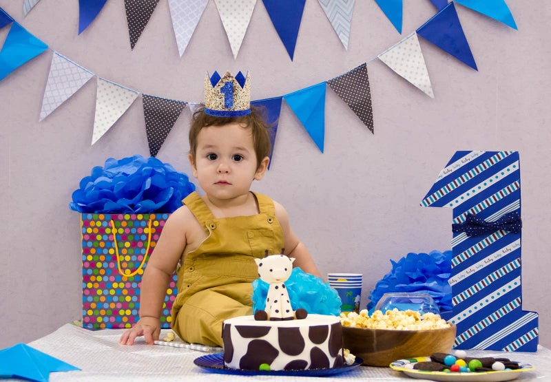 Socub Birthday Hat, Crown Headbands for Baby Boy 1st Party Supplies, Golden Blue 1 - Image 4