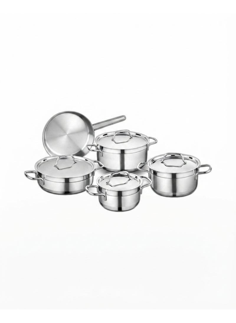9-Piece Stainless Steel Cookware Set with Lids | Induction Compatible Cooking Pot & Frying Pan Set | Heavy Duty Mirror Finish Kitchen Cookware - Image 1