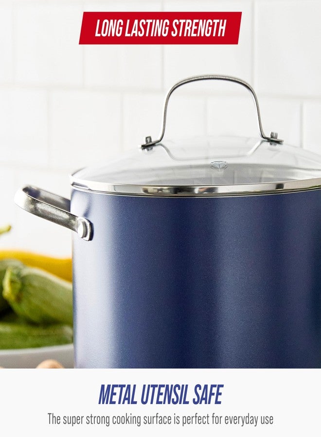 Blue Diamond 8QT Nonstick Stockpot with Glass Lid, PFAS-Free Ceramic, Multipurpose Cooking, Sauces & Soups, Pasta, Boiling & Canning Pot, Dishwasher & Oven Safe, Stainless Steel Handles, Navy - Image 5