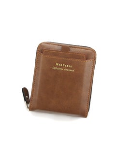 MenBense Mens Compact Wallet with Card Slots D5508 light brown