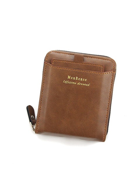 MenBense Mens Compact Wallet with Card Slots D5508 light brown