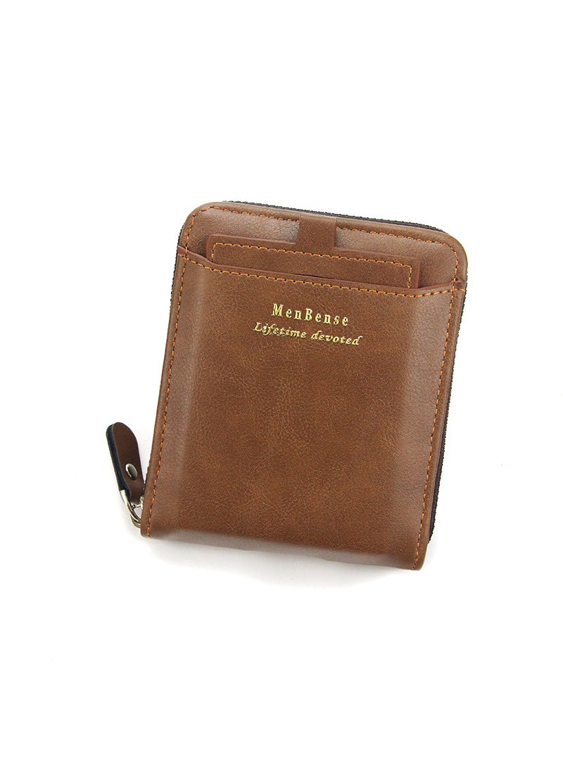 Generic - MenBense Mens Compact Wallet with Card Slots D5508 light brown - Image 1