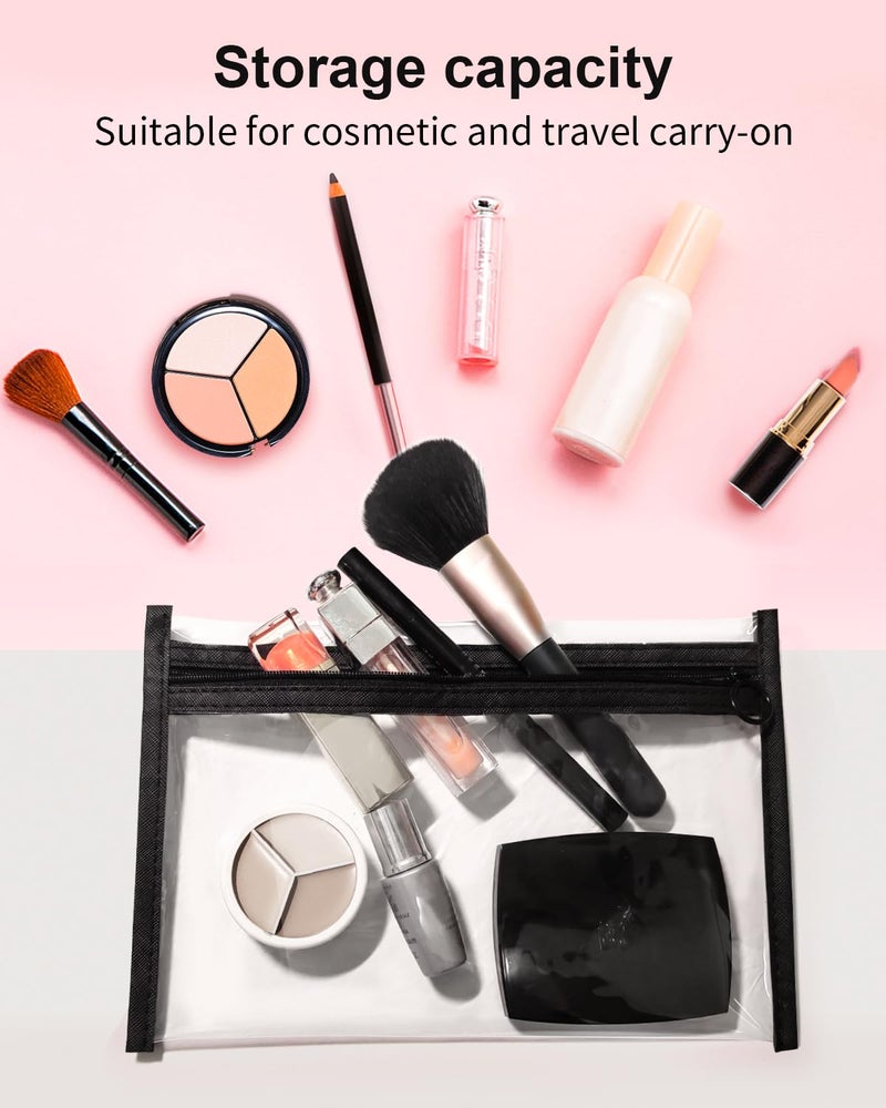leevanoo Clear Makeup Bags, 3 Pack Small Waterproof Cosmetic Toiletry Bags with Zipper, PVC Clear Travel Bags for Women and Men Travel Airport Organizing, Black - Image 5