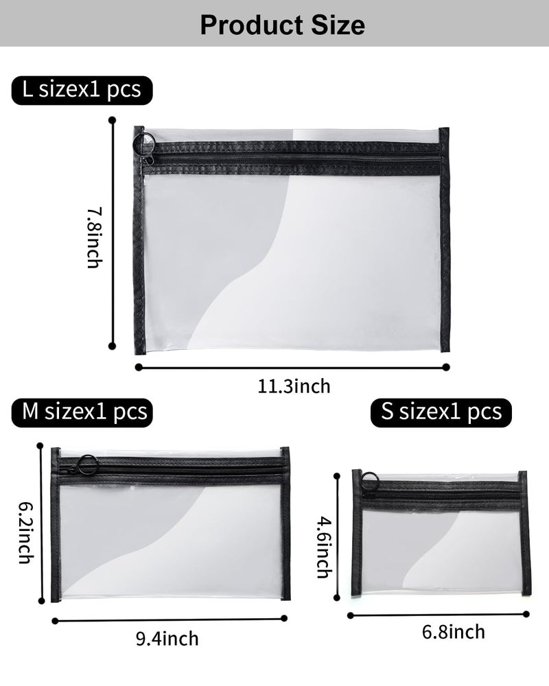 leevanoo Clear Makeup Bags, 3 Pack Small Waterproof Cosmetic Toiletry Bags with Zipper, PVC Clear Travel Bags for Women and Men Travel Airport Organizing, Black - Image 4
