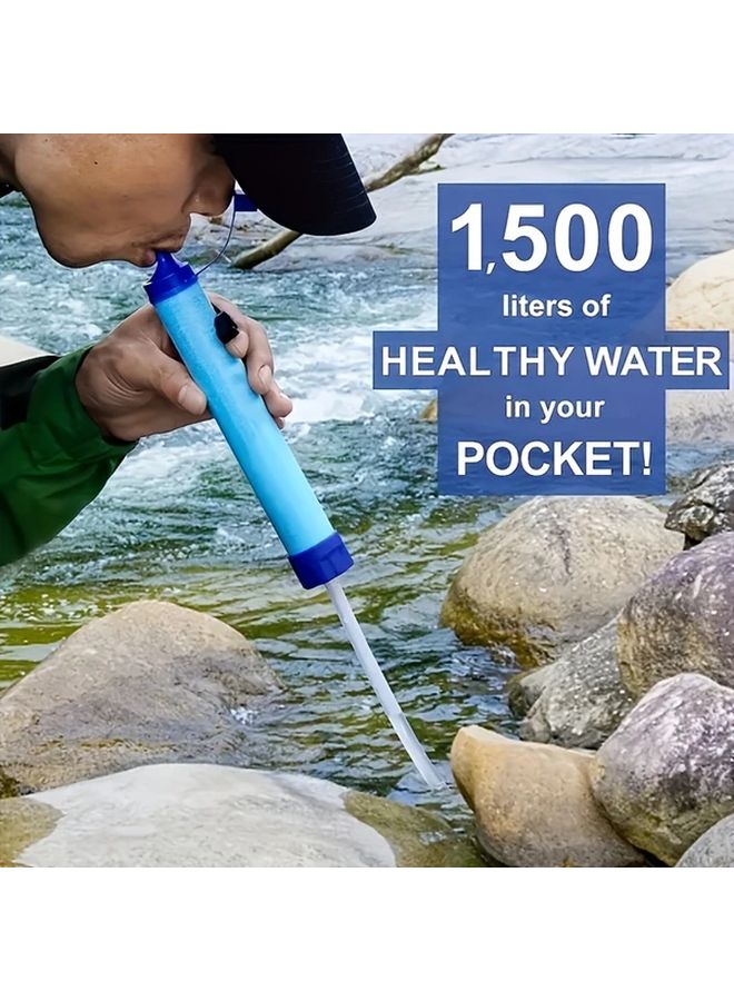 Outdoor Emergency Water Filter With Carabiner Syringe Extension Tube For Direct Drinking - Image 2