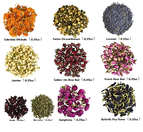 DoraMagic Natural Dried Flowers Kit 10 Bags, Dried Flowers Herbs for Soap Making,Candle, Resin Jewelry, Bath, Dried Flowers Bulk Include Rose Buds,Lavender,Jasmine and More - Image 3