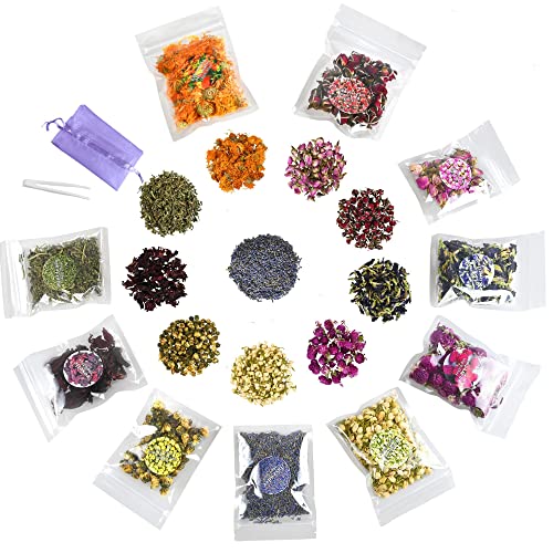 DoraMagic Natural Dried Flowers Kit 10 Bags, Dried Flowers Herbs for Soap Making,Candle, Resin Jewelry, Bath, Dried Flowers Bulk Include Rose Buds,Lavender,Jasmine and More - Image 1
