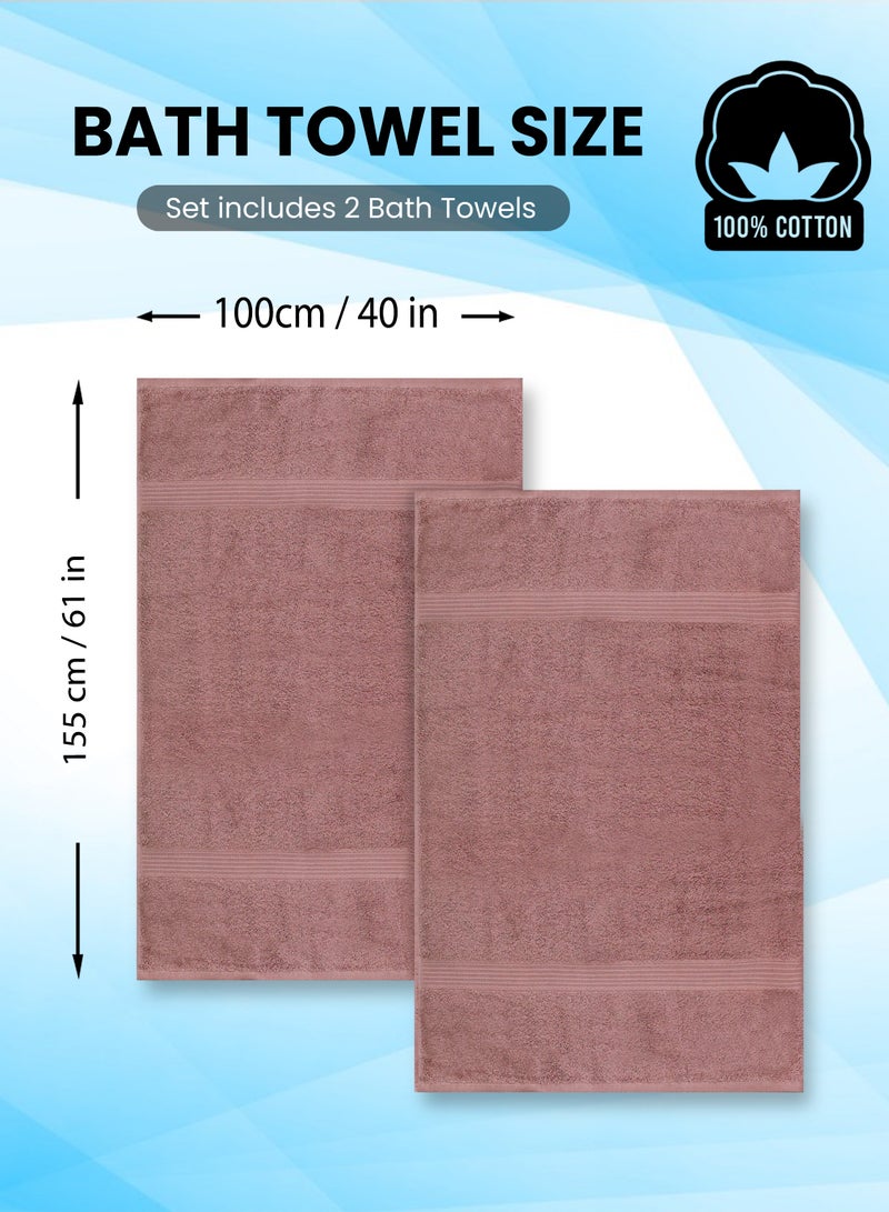 REZLAN UAE REZLAN Luxury 2-Piece Bath Sheet Set - 600 GSM Premium Cotton (100×155 cm/40×61 in) - Beach & Bath Towels - PEACH - Image 3
