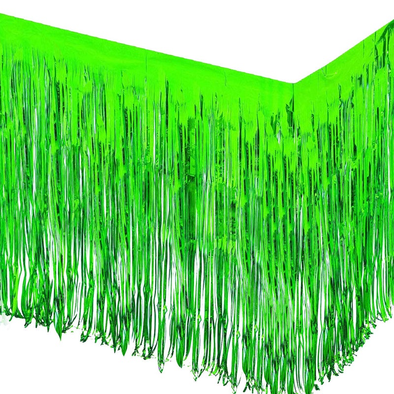 allgala Allgala Green Tinsel Table Skirt 2-Pack 29x108 Inch Metallic Foil Fringe Table Skirts for Party Event  Parade Float  Party Decoraton  - Image 5