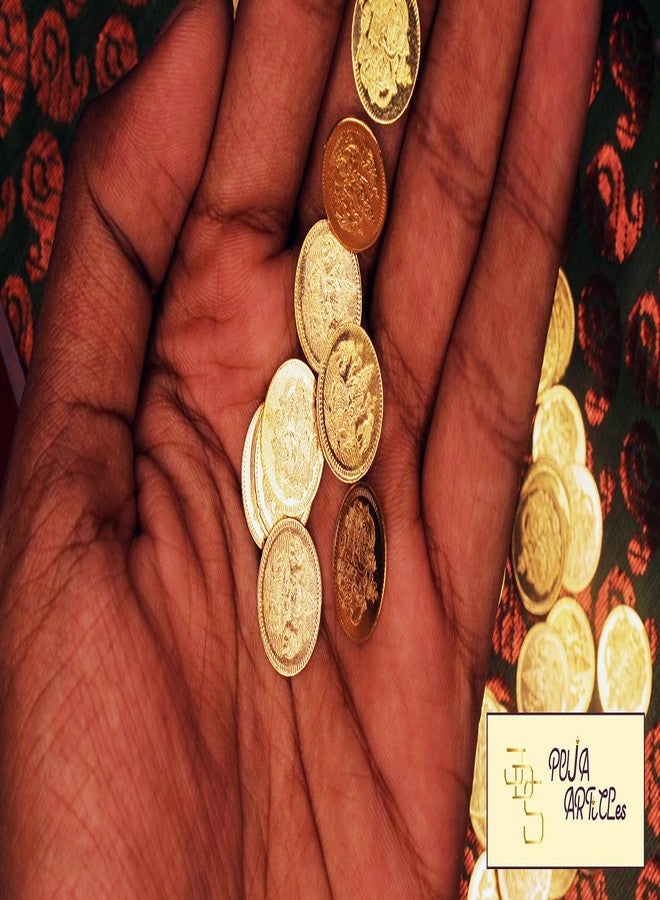JDS Puja Articles 108 Gold-Plated Brass Lakshmi Kubera Pooja Coins – Small Size Coins for Diwali, Lakshmi Kubera Pooja & Spiritual Gifting. - Image 3