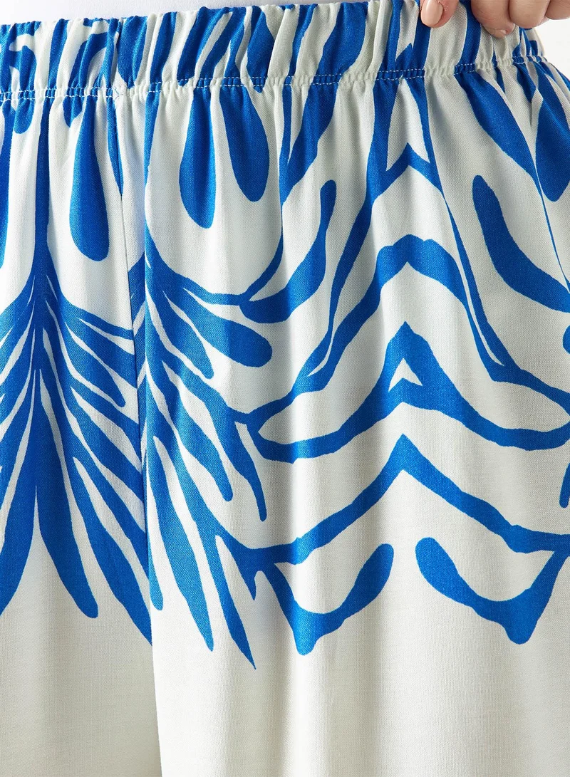 سنوار All-Over Print Longline Kimono and Wide Leg Pants Co ord