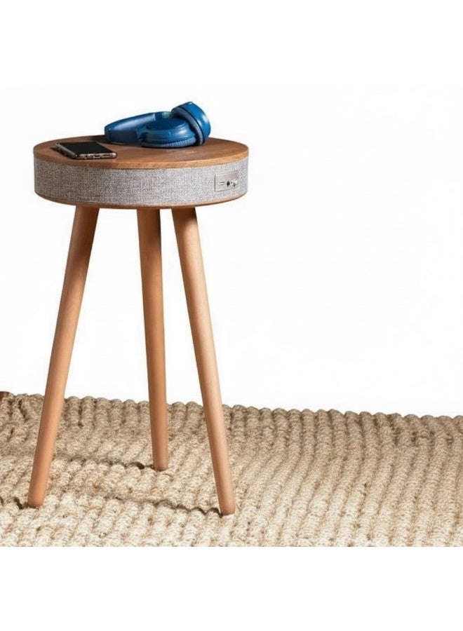 Smart Round Side Table with Built‑In Bluetooth Speaker and USB Charging