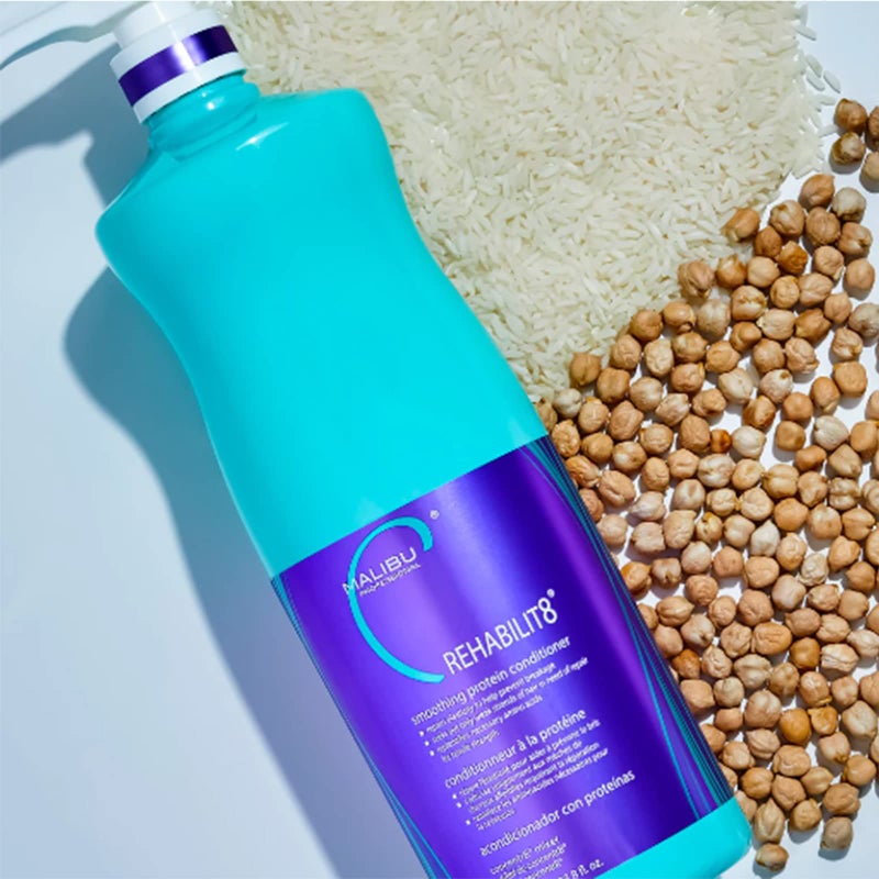 Malibu C REHABILIT8 Smoothing Protein Conditioner (6 Packets) - Replenishes Hair Protein & Amino Acids to Prevent Breakage - Hydrating Conditioner for Damaged Hair - Image 2