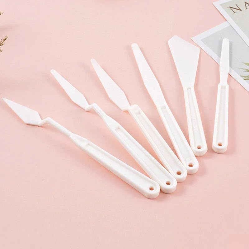 Brille Bee 6Pc Plastic Painting Knife Set – Lightweight and Flexible Palette Knives for Acrylic, Oil, and Watercolor Painting, Mixing, and Texturing - Image 2