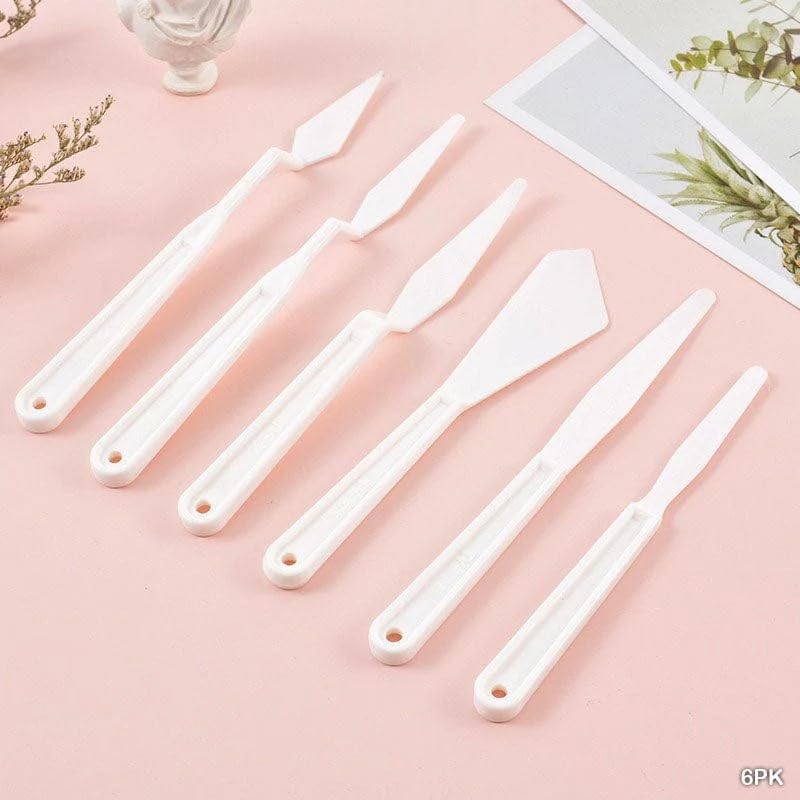 Brille Bee 6Pc Plastic Painting Knife Set – Lightweight and Flexible Palette Knives for Acrylic, Oil, and Watercolor Painting, Mixing, and Texturing - Image 1