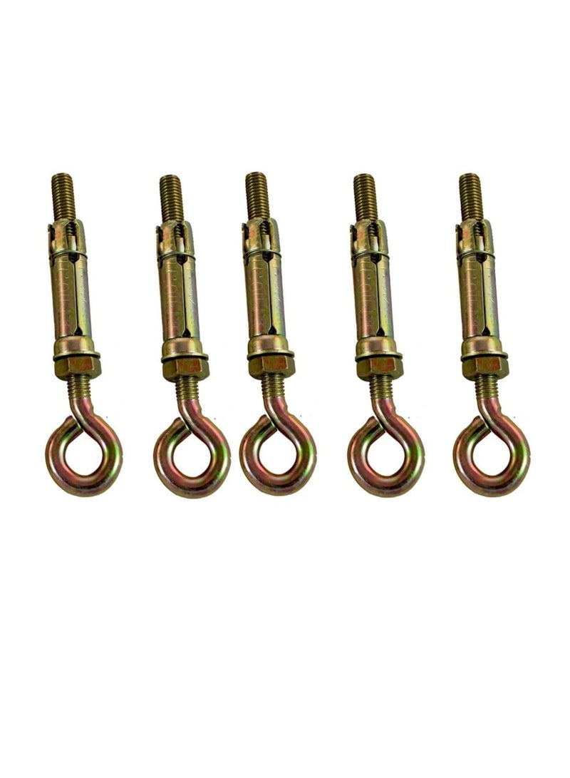 Robustline High Strength Metal Sleeve Shield Closed Hook/Eye Hook | Open Hook Anchor Bolt Pack of 5 (CLOSED HOOK, 10 MM) - Image 2