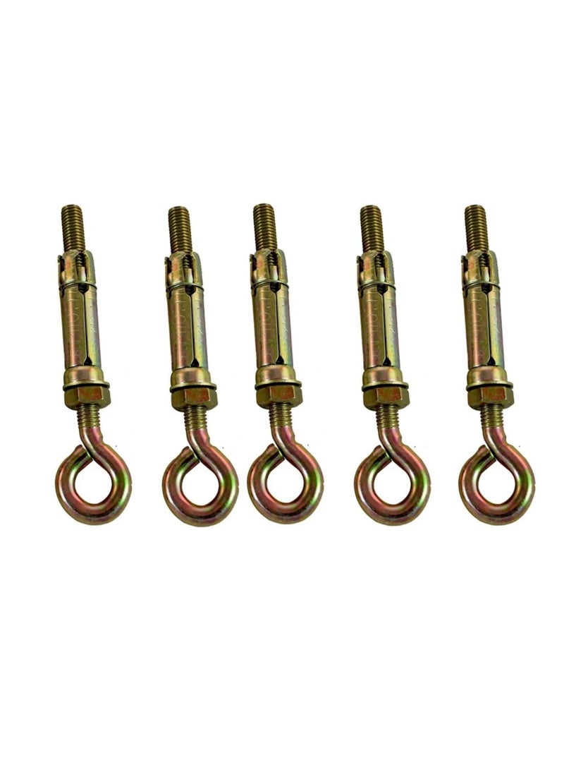 Robustline High Strength Metal Sleeve Shield Closed Hook/Eye Hook | Open Hook Anchor Bolt Pack of 5 (CLOSED HOOK, 10 MM) - Image 1