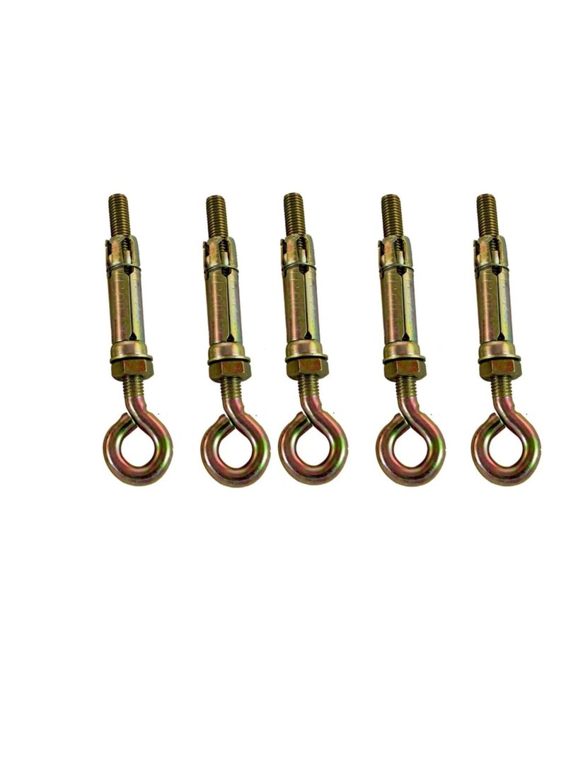 Robustline High Strength Metal Sleeve Shield Closed Hook/Eye Hook | Open Hook Anchor Bolt Pack of 5 (CLOSED HOOK, 10 MM) - Image 3