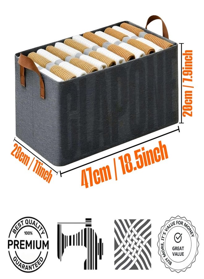 CLAPONE 6 Pcs Foldable Storage Box and Organiser with Metal Frame/Woven Fabric Clothes Organiser with Handle/Wardrobe Organizer for Storage/Almirah Organizer for Shirts/Jeans/Sweater (Grey) - Image 2