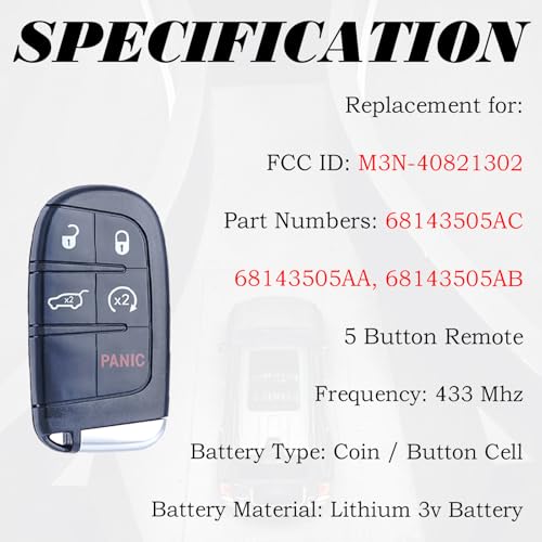 MechanMagic Key Fob Replacement Compatible for Jeep Grand Cherokee 2014-2021 Proximity Smart Key Car Keyless Entry Remote Control Remote Start M3N-40821302 68143505AC 68143505AA - Image 3
