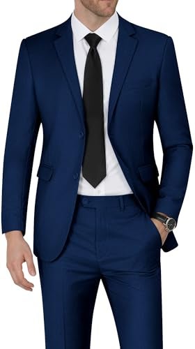 WEEN CHARM Men's Suits Regular Fit 2 Piece Wedding Tuxedo Two Button Groom Prom Party Solid Blazer Pants Suit Set - Image 3