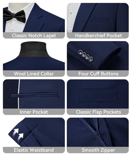 WEEN CHARM Men's Suits Regular Fit 2 Piece Wedding Tuxedo Two Button Groom Prom Party Solid Blazer Pants Suit Set - Image 5
