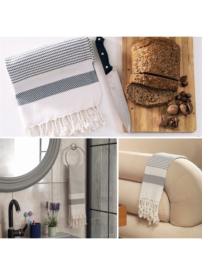 Ruvy Home Basics Turkish Hand Towels for Bathroom Set of 2 | 18"x40", Cotton | Bathroom Hand Towels & Decorative Hand Towels for Bathroom, Kitchen Towels, Dishcloth, Tea, Yoga, Face, Gym - Light Grey - Image 5