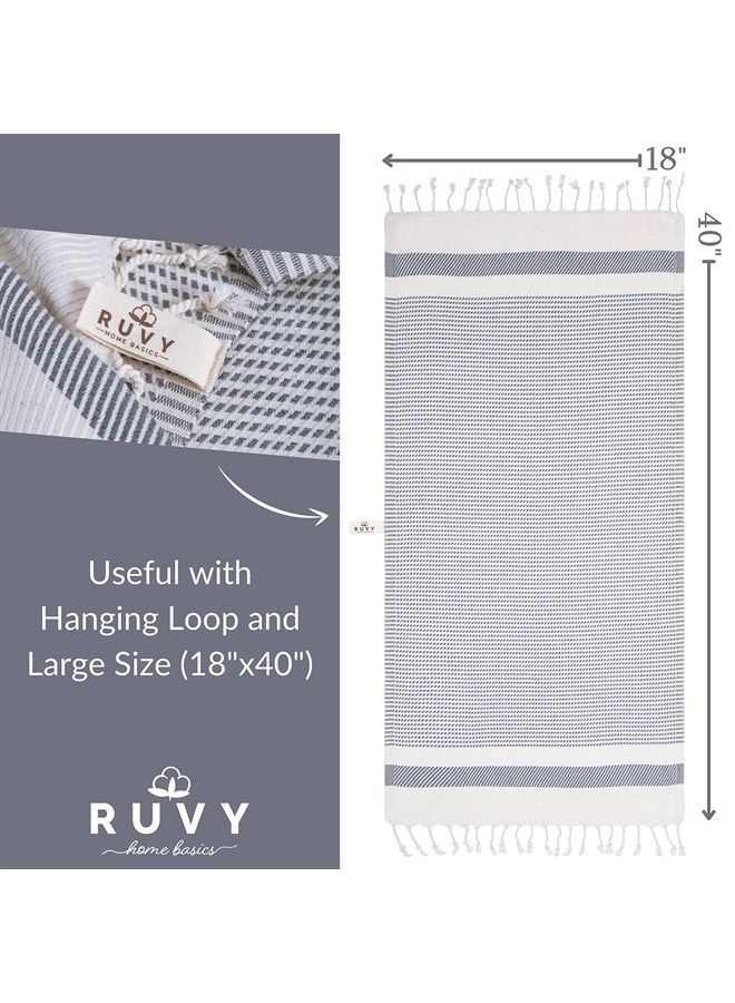 Ruvy Home Basics Turkish Hand Towels for Bathroom Set of 2 | 18"x40", Cotton | Bathroom Hand Towels & Decorative Hand Towels for Bathroom, Kitchen Towels, Dishcloth, Tea, Yoga, Face, Gym - Light Grey - Image 3