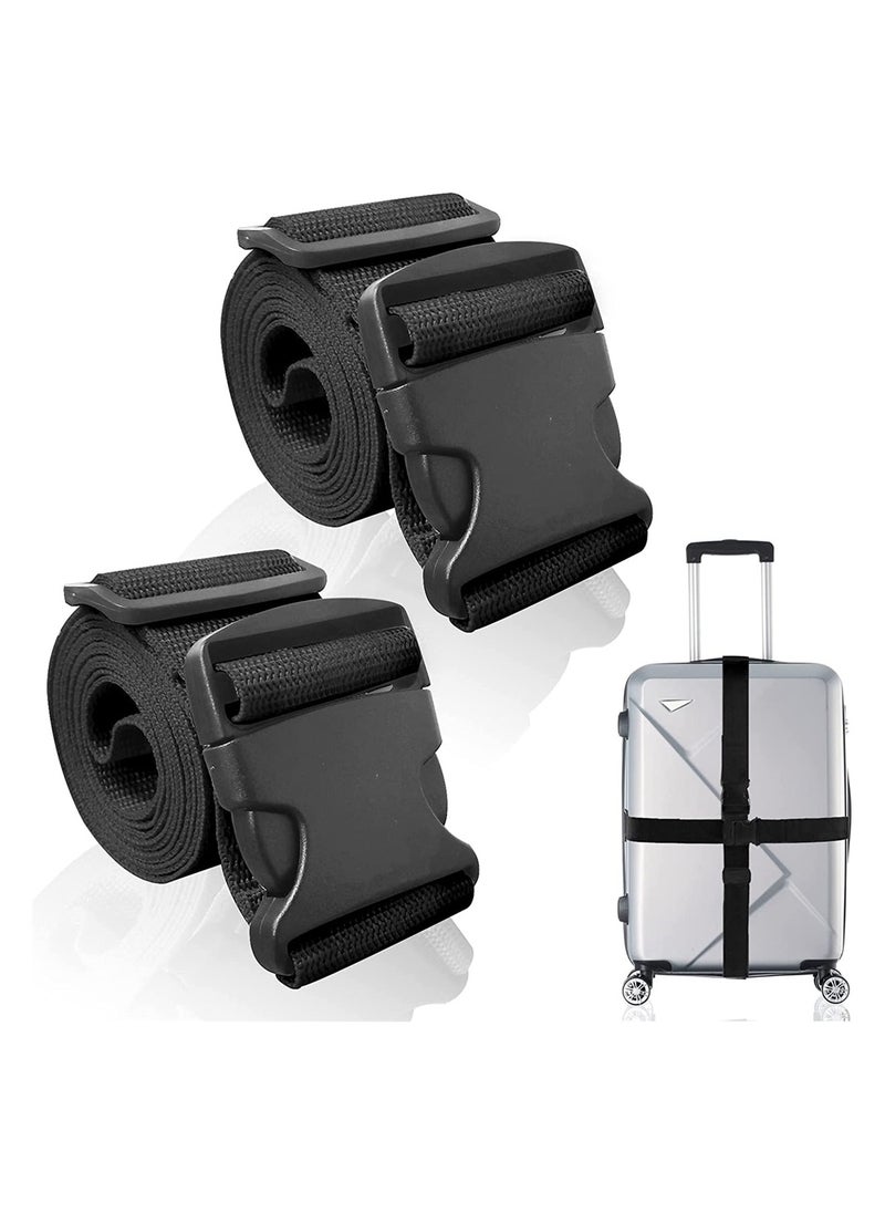 KASTWAVE Travel Luggage Straps Cross, Suitcase Belts Adjustable Travel Bel Black 2 Pieces  - Image 1