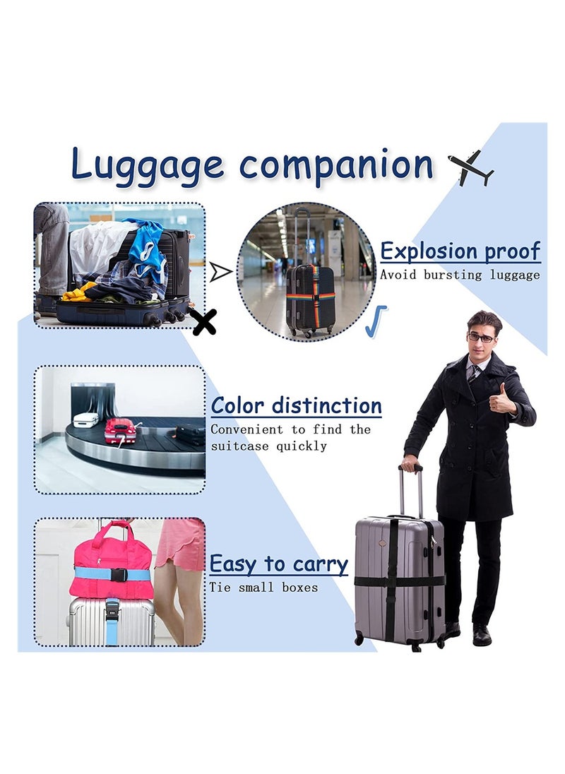 KASTWAVE Travel Luggage Straps Cross, Suitcase Belts Adjustable Travel Bel Black 2 Pieces  - Image 3
