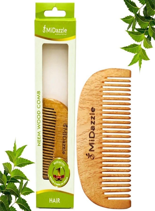 Omidazzle Midazzle Kacchi Neem Wood Beard Comb - Detangling, Frizz Control & Shine | Compact Wooden Comb | Style your beard hassle-free | Pocket-size Elegant Comb for hair & Beard styling | Light Weight For Healthy & Stylish Beard (MINC2108) - Image 1