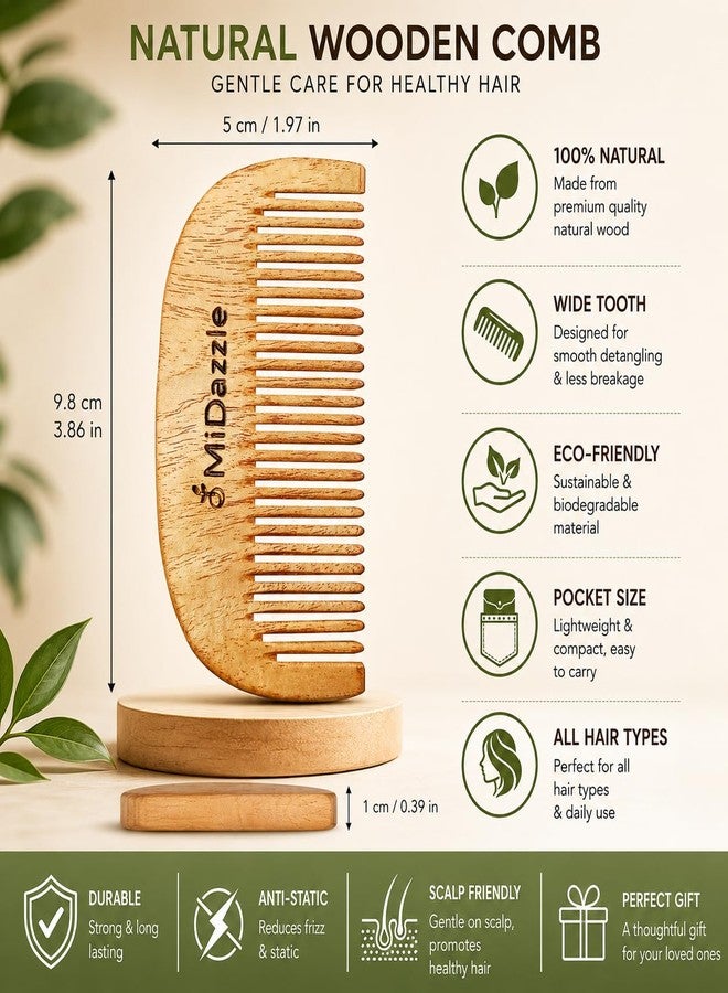 Omidazzle Midazzle Kacchi Neem Wood Beard Comb - Detangling, Frizz Control & Shine | Compact Wooden Comb | Style your beard hassle-free | Pocket-size Elegant Comb for hair & Beard styling | Light Weight For Healthy & Stylish Beard (MINC2108) - Image 4