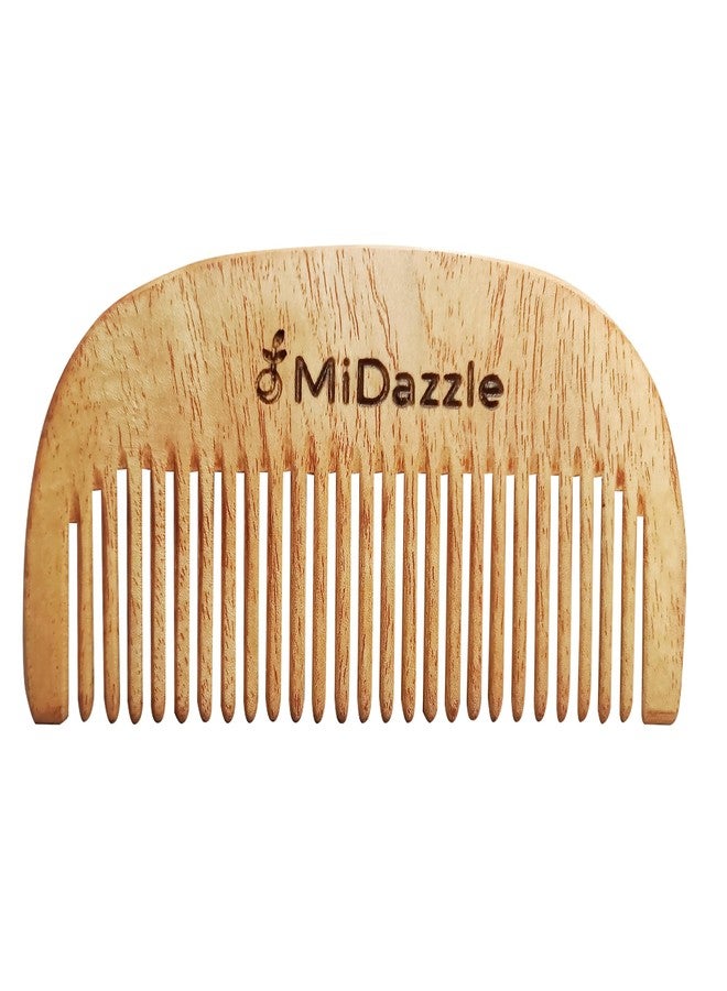 Omidazzle Midazzle Kacchi Neem Wood Beard Comb - Detangling, Frizz Control & Shine | Compact Wooden Comb | Style your beard hassle-free | Pocket-size Elegant Comb for hair & Beard styling | Light Weight For Healthy & Stylish Beard (MINC2108) - Image 2