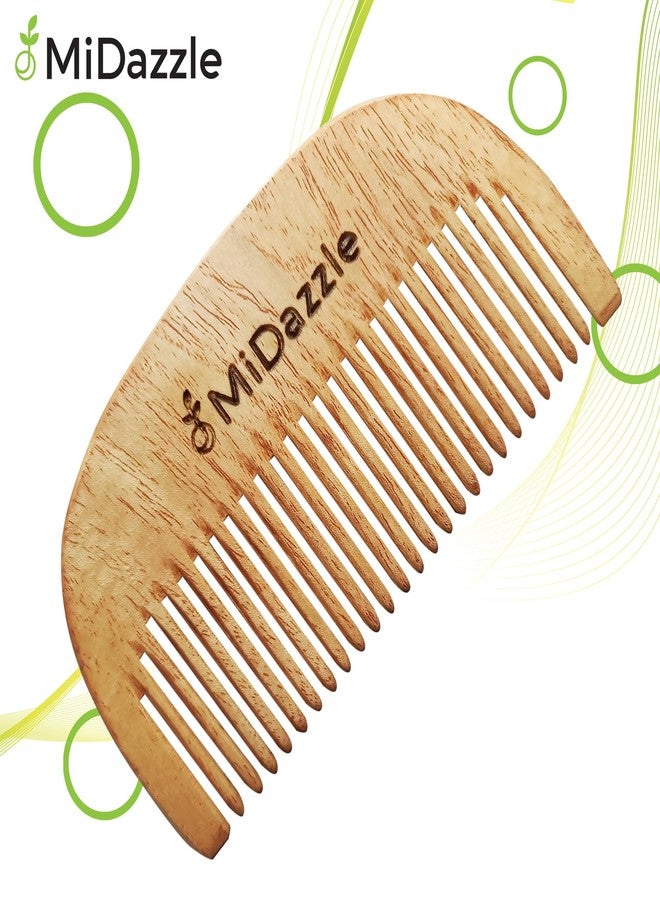Omidazzle Midazzle Kacchi Neem Wood Beard Comb - Detangling, Frizz Control & Shine | Compact Wooden Comb | Style your beard hassle-free | Pocket-size Elegant Comb for hair & Beard styling | Light Weight For Healthy & Stylish Beard (MINC2108) - Image 3